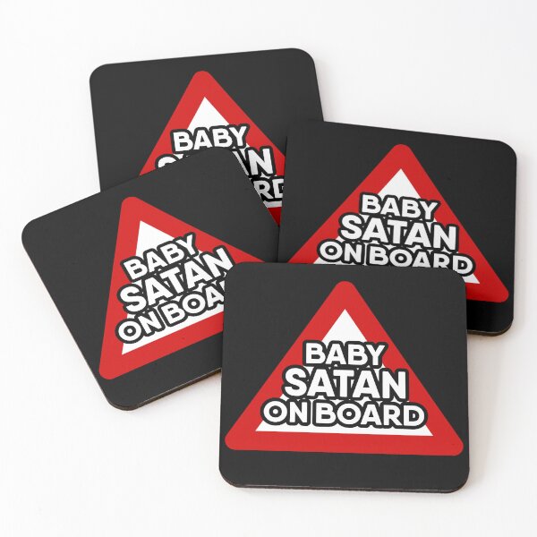 Item preview, baby SATAN on Board Red and White Triangle Warning Sign, dog lover design designed and sold by RiciPaneto.