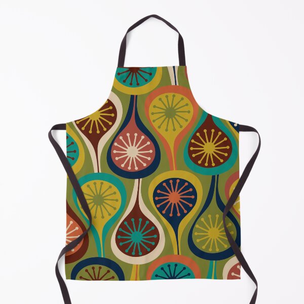 Item preview, Mid Century Modern Atomic Drops Retro Pattern in Mid Mod Olive Green Turquoise Orange Mustard designed and sold by kierkegaard.