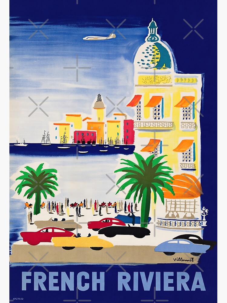 Disover Vintage Travel Poster - Visit the French Riviera - 1952 - Bernard Villemot Premium Matte Vertical Poster