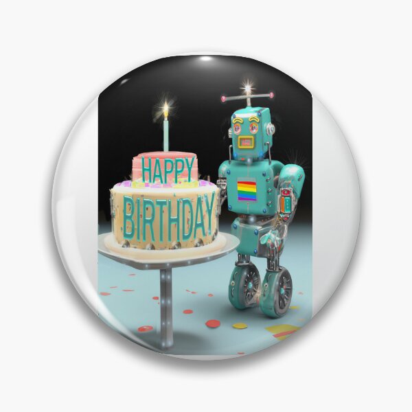 Item preview, Happy Birthday Robot w Cake designed and sold by gareored.