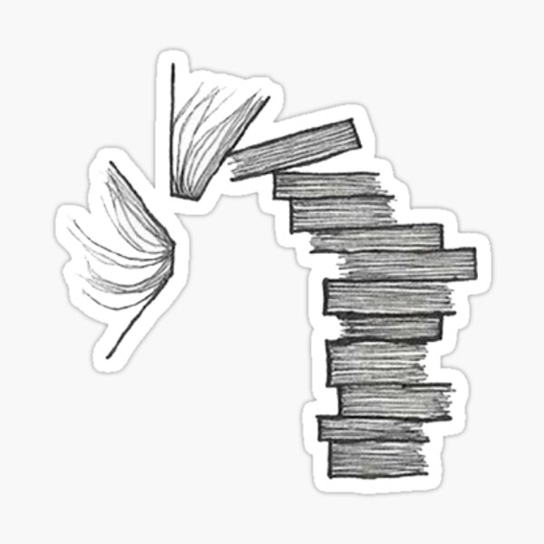 falling stack of books Sticker