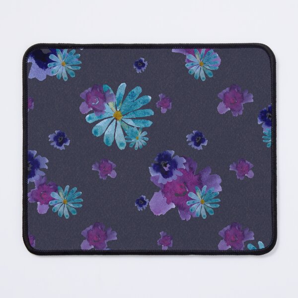 Item preview, Violet viola daisy ornate grey pattern watercolor designed and sold by Yana Mustafina | Boho Soulful Designs.