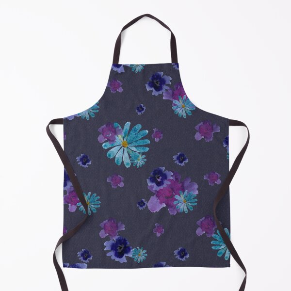 Aperçu de l'œuvre Violet viola daisy ornate grey pattern watercolor créée et vendue par Yana Mustafina | Boho Soulful Designs.
