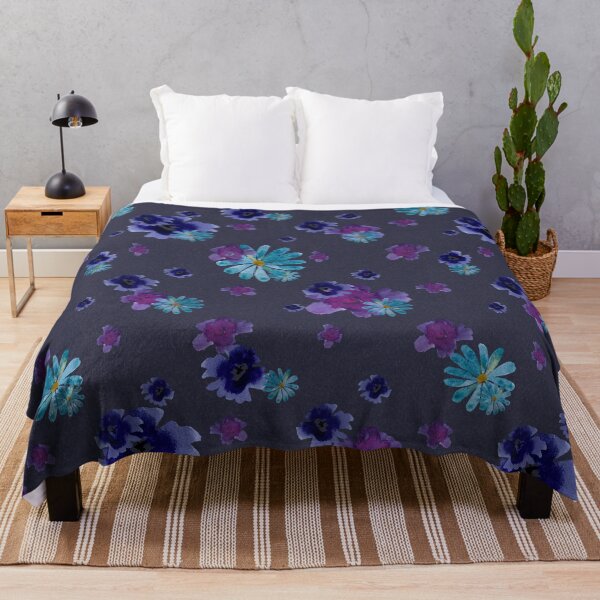 Item preview, Violet viola daisy ornate grey pattern watercolor designed and sold by Yana Mustafina | Boho Soulful Designs.