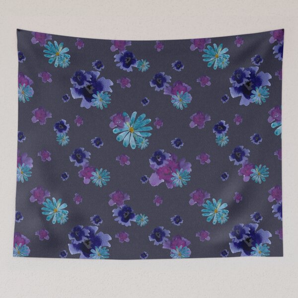 Artikelvorschau, Violet viola daisy ornate grey pattern watercolor entworfen und verkauft von Yana Mustafina | Boho Soulful Designs.