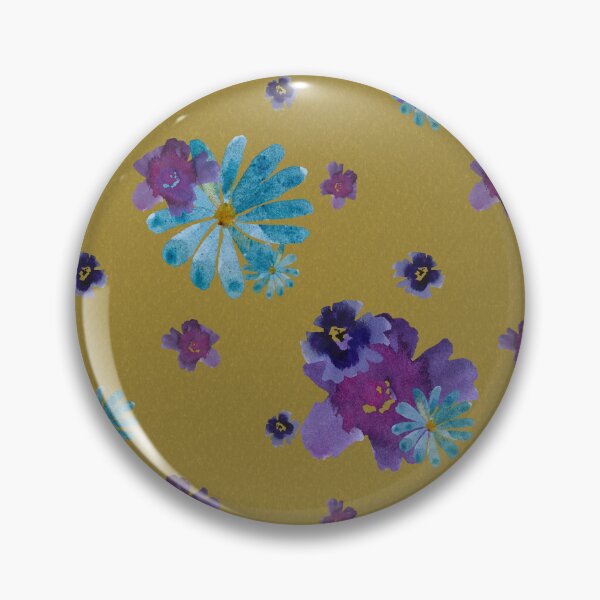 Artikelvorschau, Violet daisy blue flower yellow pattern watercolor entworfen und verkauft von Yana Mustafina | Boho Soulful Designs.