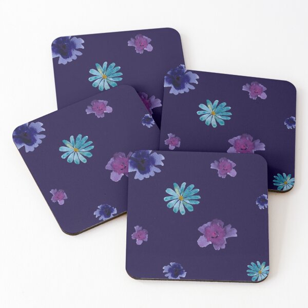 Artikelvorschau, Violet daisy flower blue simple pattern watercolor entworfen und verkauft von Yana Mustafina | Boho Soulful Designs.