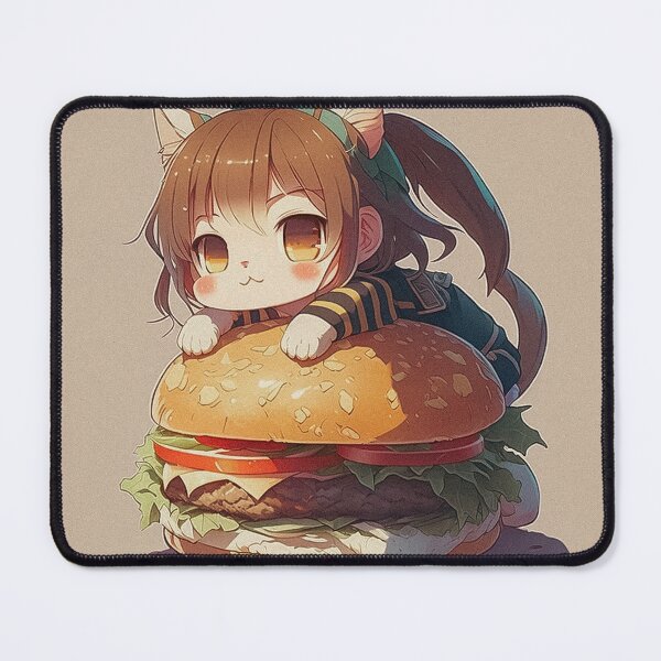 Item preview, Cute anime style cat girl on a giant hamburger designed and sold by SvarunPogani.