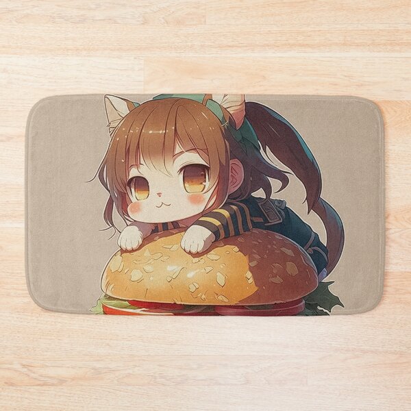 Item preview, Cute anime style cat girl on a giant hamburger designed and sold by SvarunPogani.