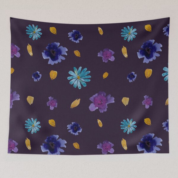 Item preview, Viola daisy peony petal violet pattern watercolor designed and sold by Yana Mustafina | Boho Soulful Designs.