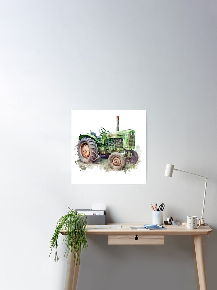 Gelber traktor. handgezeichnete aquarell-illustration. perfekt für  kinderposter oder aufkleber
