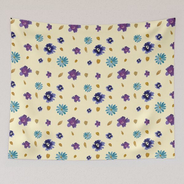 Item preview, Viola daisy peony petal beige pattern watercolor designed and sold by Yana Mustafina | Boho Soulful Designs.