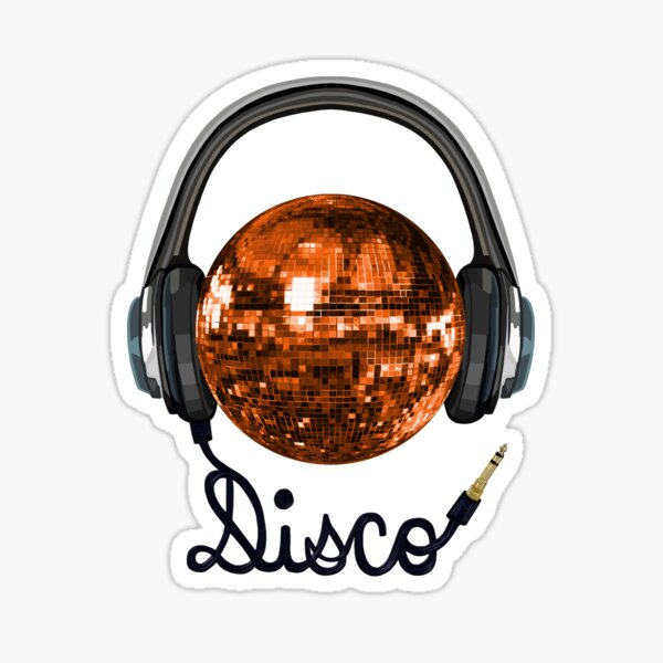 I love disco stickers with music happy face wearing headphones | Sticker