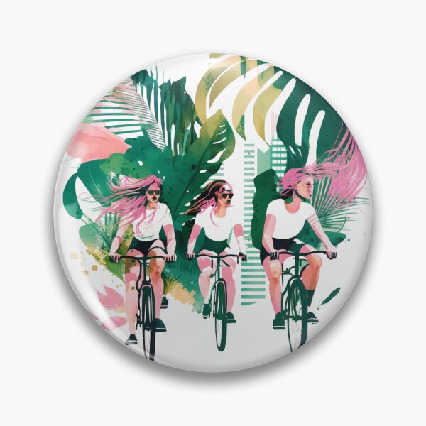 Item preview, City Cyclists in Adela Pink and Green T-Shirt designed and sold by bricoartv.