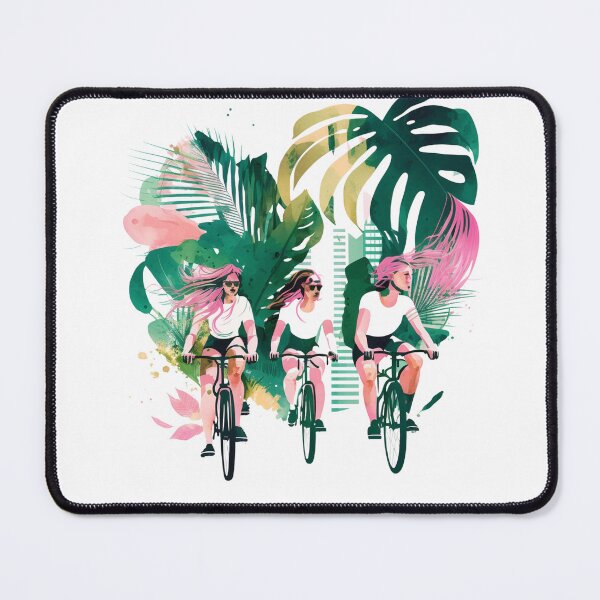 Item preview, City Cyclists in Adela Pink and Green T-Shirt designed and sold by bricoartv.
