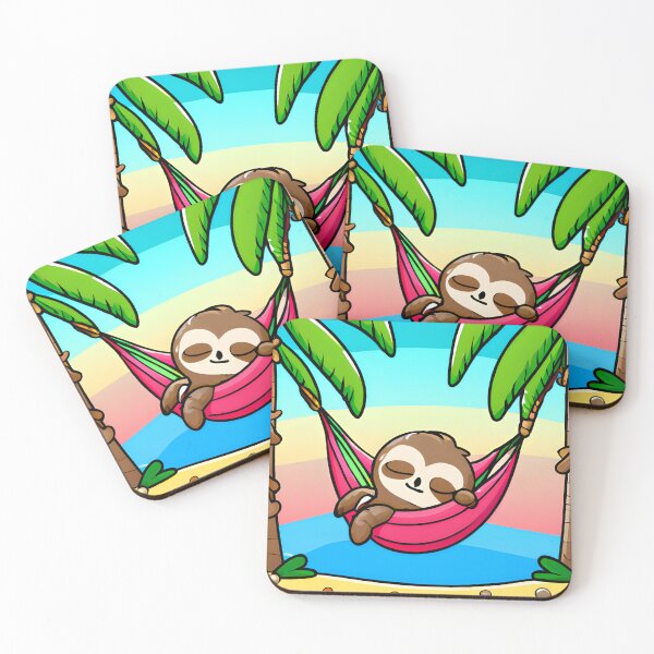Item preview, Kawaii Sloth in a Hammock at the Beach designed and sold by NathalieRached.