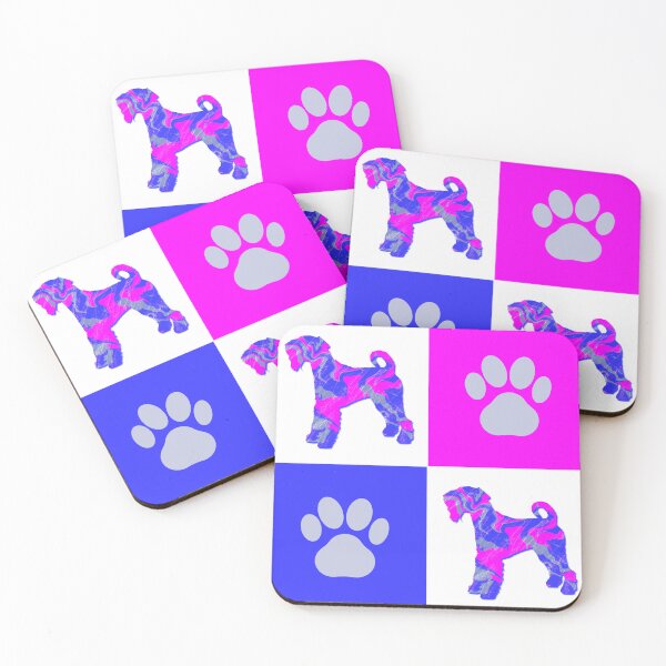 Item preview, Airedale Terrier Dog & Paw Print Crazy Hot Pink & Blue Swirls designed and sold by AMSonArt.