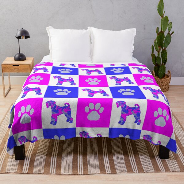 Item preview, Airedale Terrier Dog & Paw Print Crazy Hot Pink & Blue Swirls designed and sold by AMSonArt.
