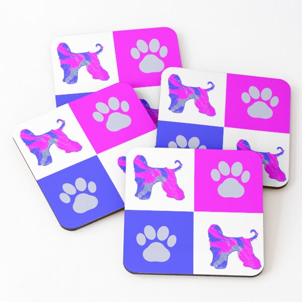 Item preview, Afghan Hound Dog & Paw Print Crazy Hot Pink & Blue Swirls designed and sold by AMSonArt.