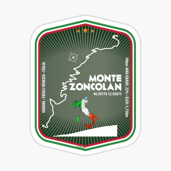Item preview, Monte Zoncolan Italy Italia Car, Cycle, Motorcycle Trail Map Sticker T-shirt 03 designed and sold by OuterShellUK.