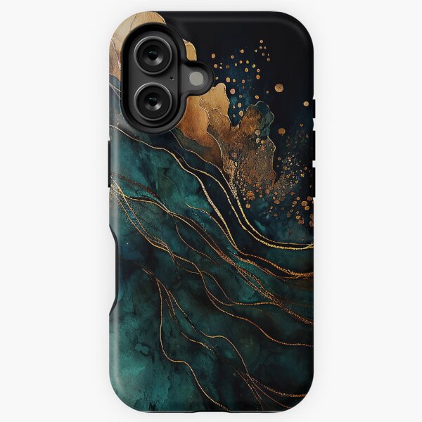 Item preview, Ocean Vibes Abstract Blue Gold Ink Painting Texture designed and sold by MysticMarble.