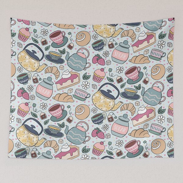 Item preview, Cute tea party pattern  designed and sold by Yarafantasyart.