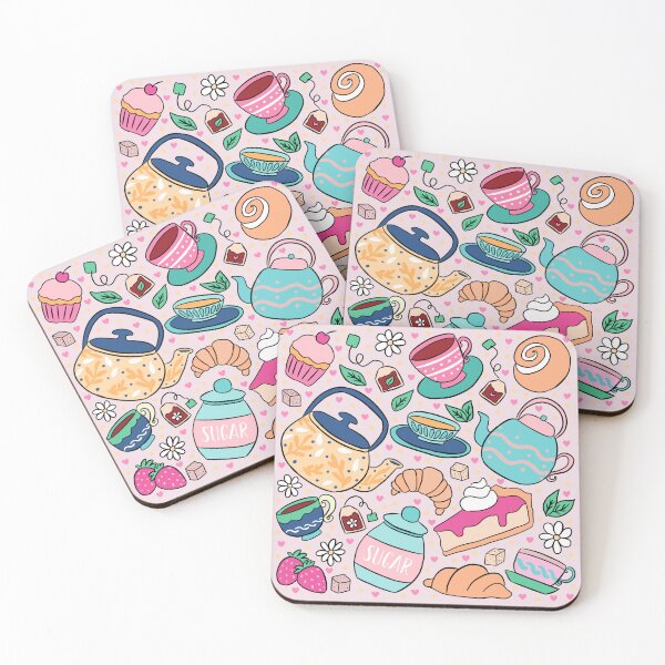 Item preview, Colorful tea party pattern  designed and sold by Yarafantasyart.