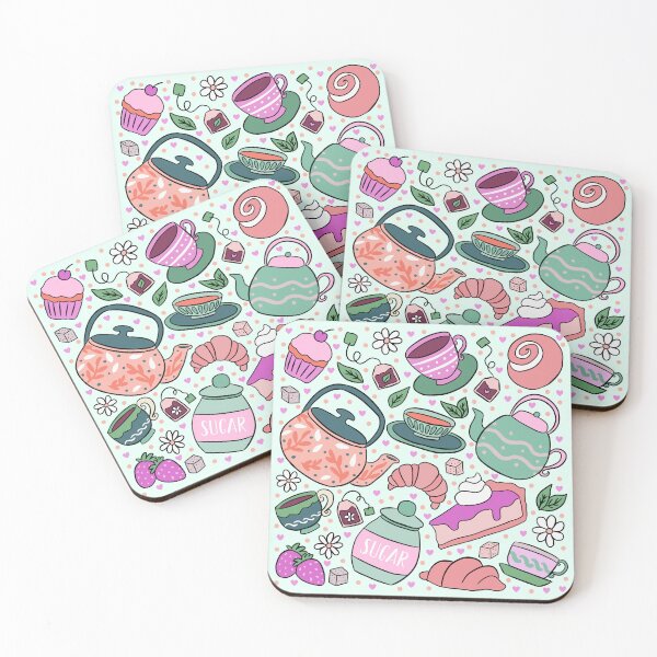 Item preview, Cute and colorful tea party pattern  designed and sold by Yarafantasyart.