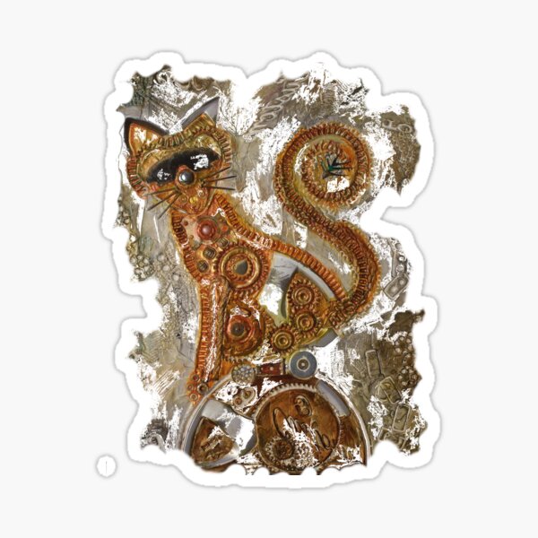 CRAZY STEAMPUNK CAT Sticker