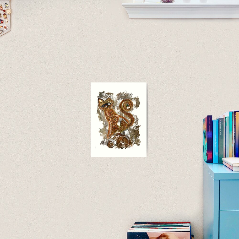 CRAZY STEAMPUNK CAT Art Print