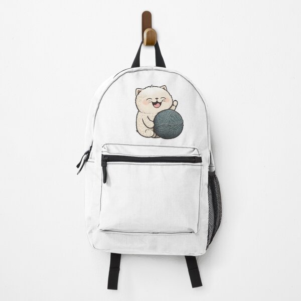Item preview, Cute White Cat Enjoying Playtime with Wool Ball designed and sold by TheProPrints.