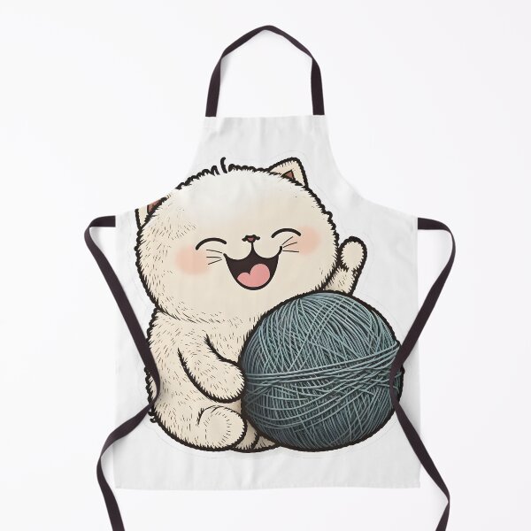 Item preview, Cute White Cat Enjoying Playtime with Wool Ball designed and sold by TheProPrints.