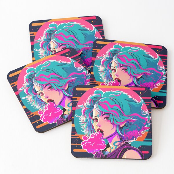 Item preview, Synthwave girl smoke mouth - Aesthetic designed and sold by OzzyArts.