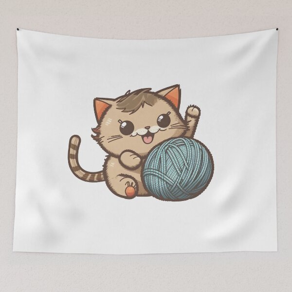 Item preview, Cute Cat Enjoying Playtime with Wool Ball designed and sold by TheProPrints.