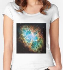 Crab Nebula, #Crab, #Nebula, #CrabNebula,  #fog, #nebulae, #interstellar, #cloud, #dust, #hydrogen, #helium, #ionized, #gases,  #astronomical, #object, #MilkyWay, #Andromeda,  #galaxies, #Hubble Women's Fitted Scoop T-Shirt