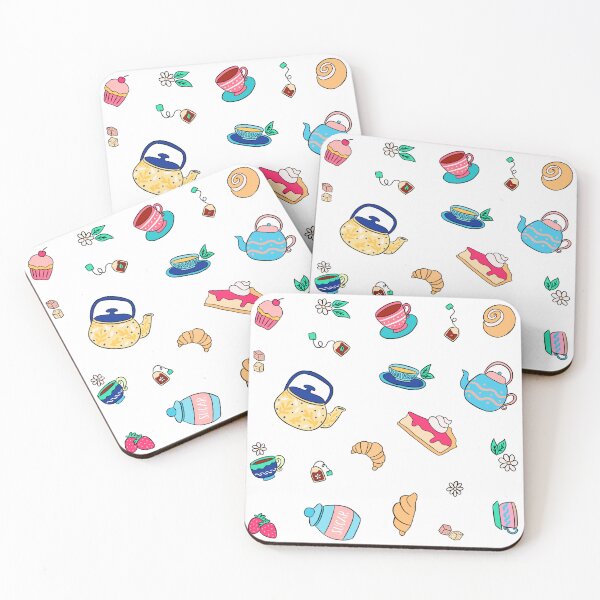 Item preview, Cute and colorful tea party pattern  designed and sold by Yarafantasyart.