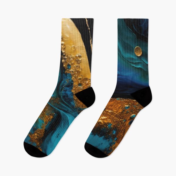 Item preview, Wild Gold Teal Turquoise Ocean Vibes Abstract Blue Gold Ink Painting Texture designed and sold by MysticMarble.