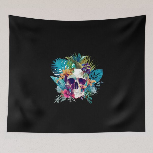 Item preview, Tropical Skull on Colorful Leaves designed and sold by FiveIntentions.