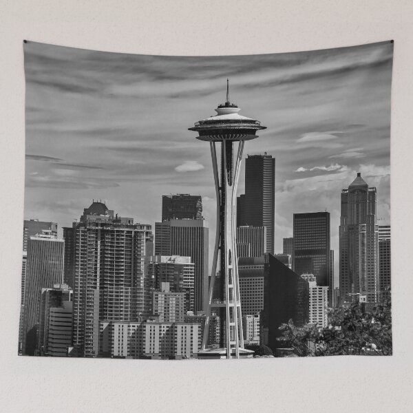 Item preview, Seattle Skyline In Black And White designed and sold by KirtTisdale.
