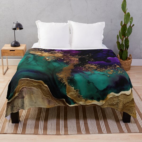 Item preview, Wild Gold Purple And  Teal Ocean Vibes Abstract Blue Gold Ink Painting Texture designed and sold by MysticMarble.