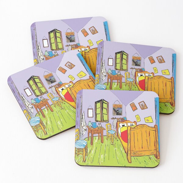 Item preview, Van Gogh cats in his bed bedroom designed and sold by MiowandMolly.