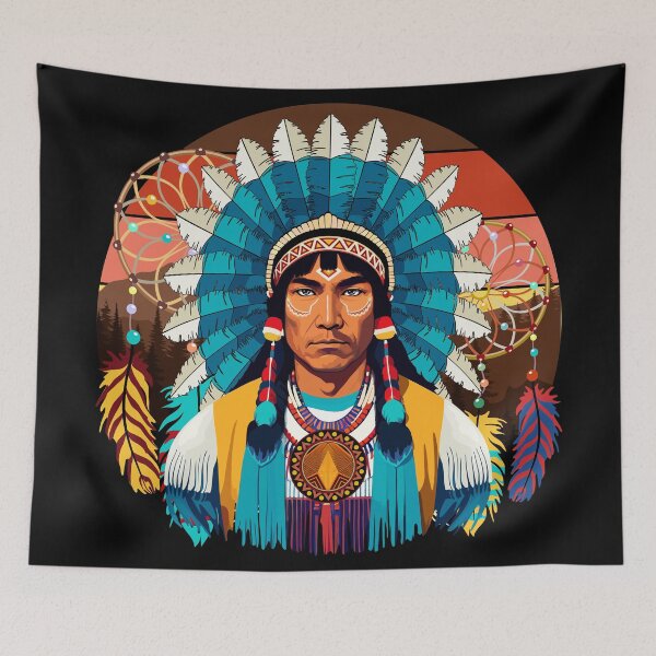 Item preview, Native American Chief Powerful Portrait designed and sold by BluedarkArt.
