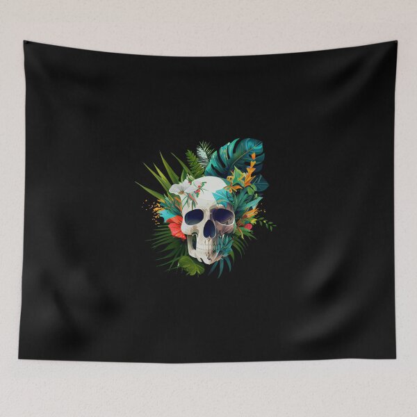 Item preview, Tropical Skull on Leaves designed and sold by FiveIntentions.