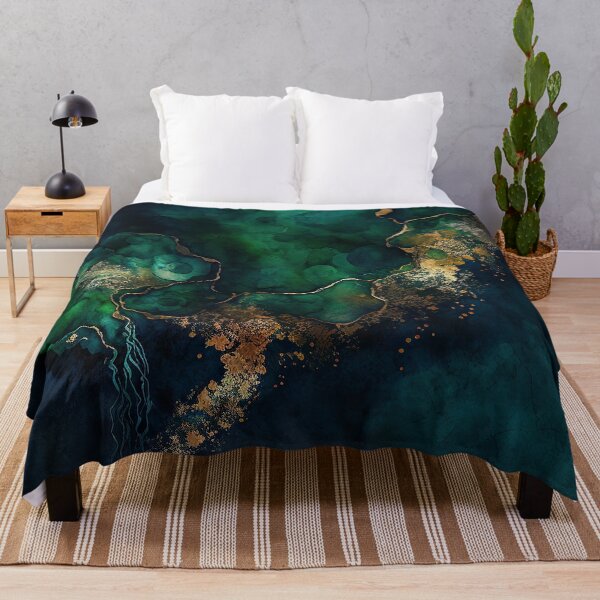 Item preview, Green Forest Vibes Abstract Blue Gold Ink Painting Texture designed and sold by MysticMarble.