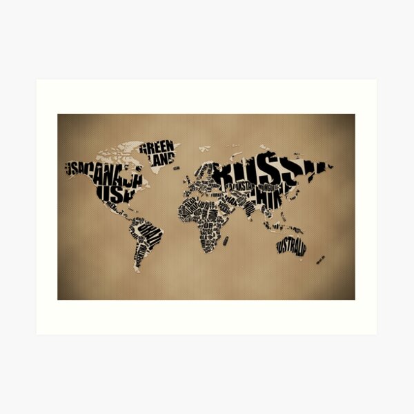 Typographic World Map Art Print