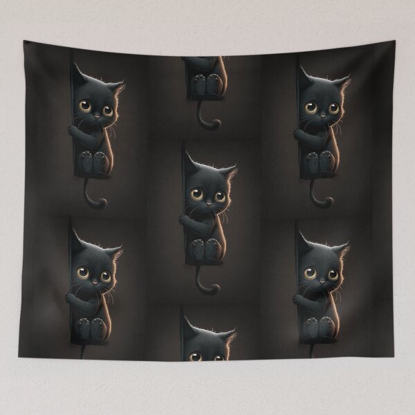 Item preview, Black Cat Holding on | Playful Pet designed and sold by ArtfulDelights.