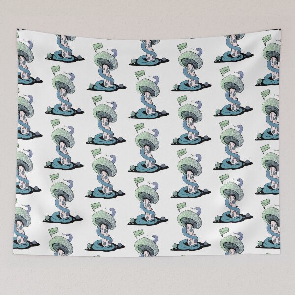 Item preview, Poisonous green mushroom with bubbles and blue snake designed and sold by MalkyTea.