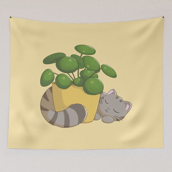 Item preview, Cat With Pilea designed and sold by Meowrye.