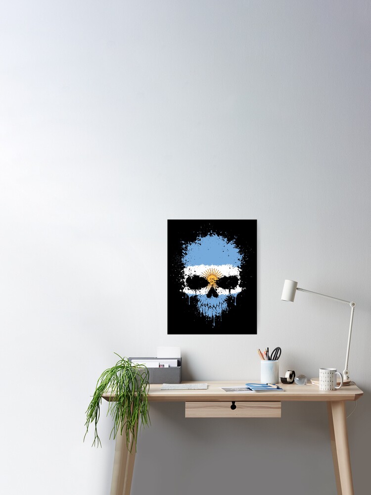 Chaotic Argentine Flag Splatter Skull Poster for Sale by jeff bartels