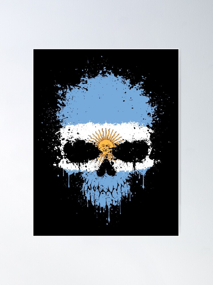 Chaotic Argentine Flag Splatter Skull Poster for Sale by jeff bartels